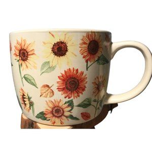 Sunflower Mug Cup Yellow Green Summer Fun RETRO Large Mug Soup Coffee Cocoa